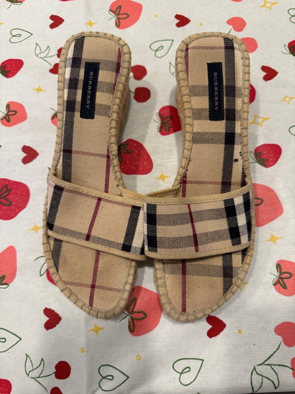 Burberry Tan Nova Check Slide Sandals